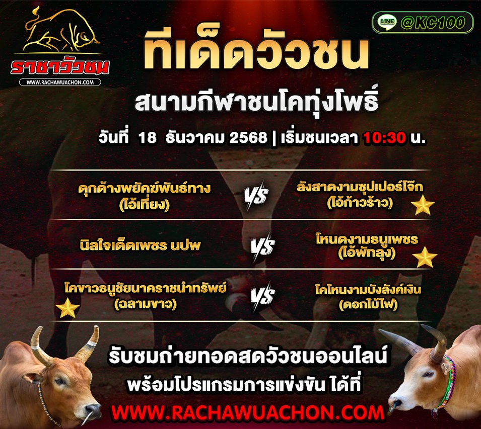 ทีเด็ดวัวชนวันนี้ 18-12-2568