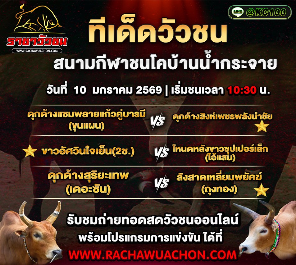 ทีเด็ดวัวชนวันนี้ 10-1-2569