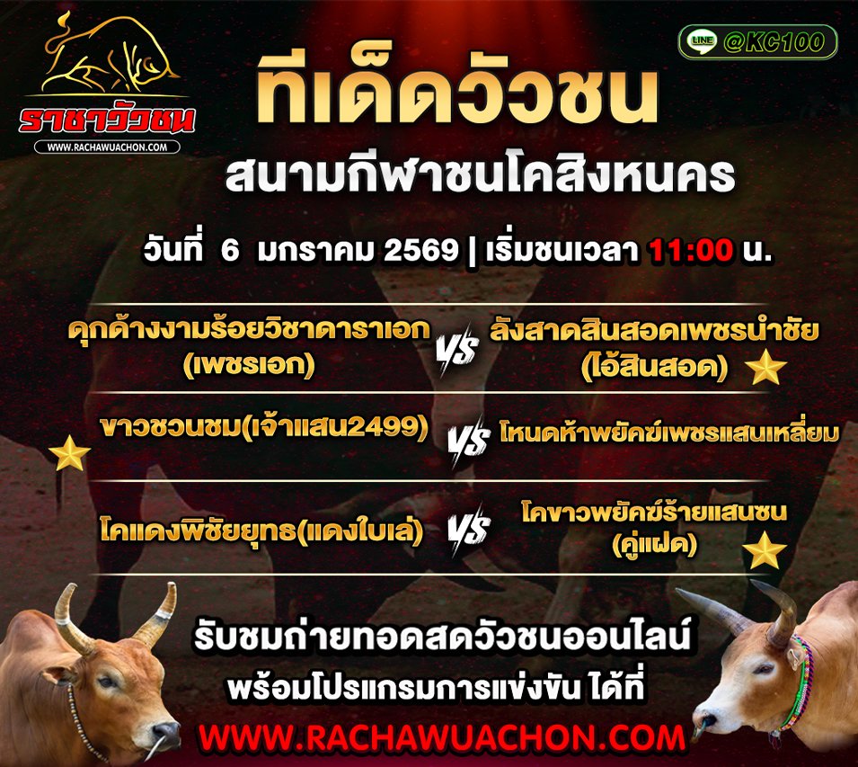 ทีเด็ดวัวชนวันนี้ 6-1-2569