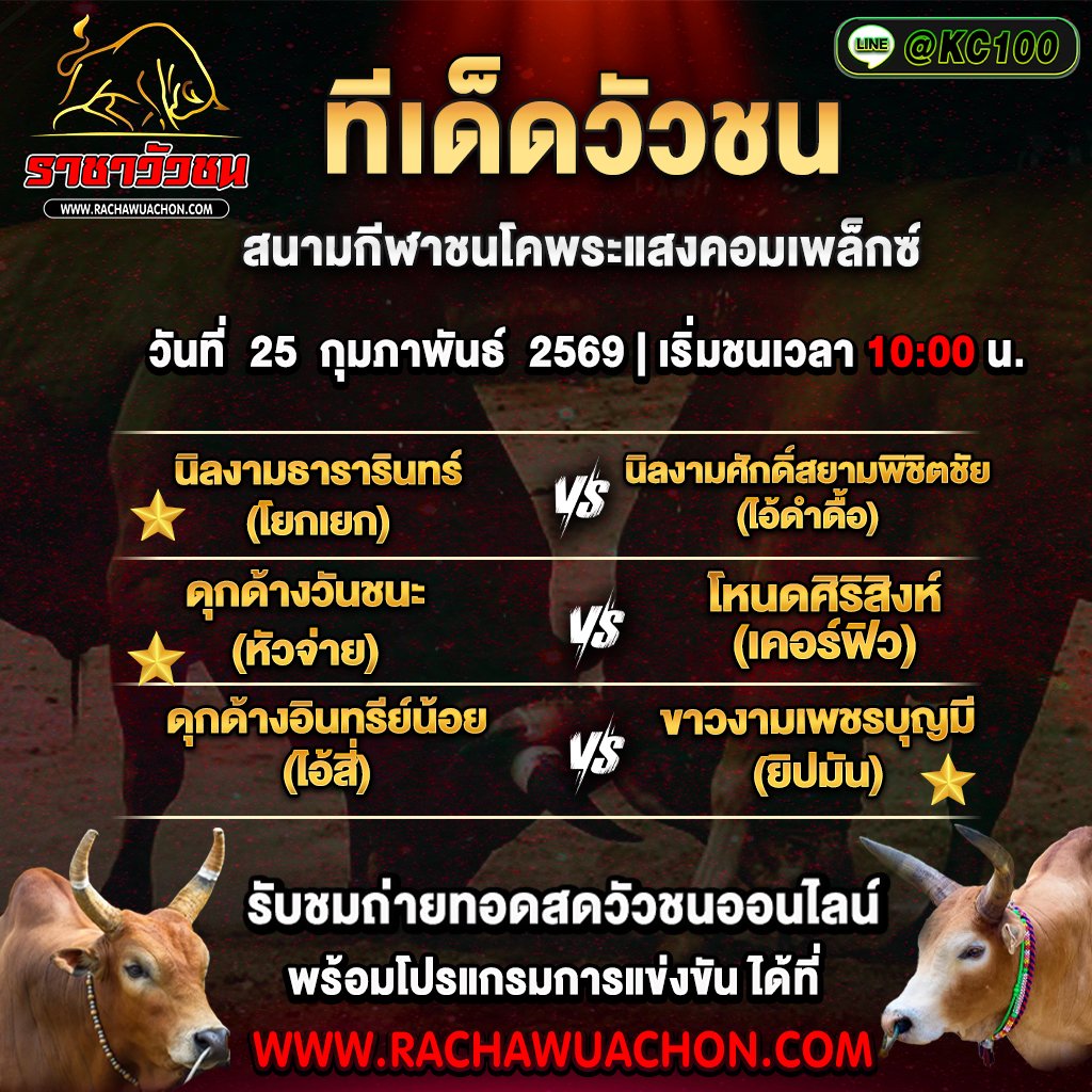 ทีเด็ดวัวชนวันนี้ 25-2-2569
